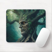 Wijze gezicht in oude boom mystiek bos muismat (Met muis)