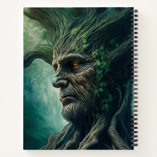 Wijze gezicht in oude boom mystiek bos notitieboek (Achterkant)