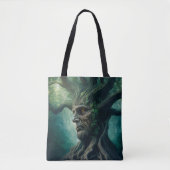 Wijze gezicht in oude boom mystiek bos tote bag (Voorkant)