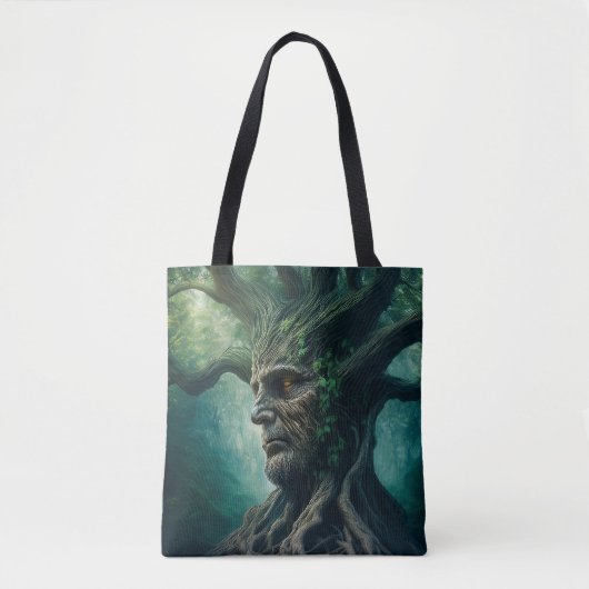 Wijze gezicht in oude boom mystiek bos tote bag (Voorkant)