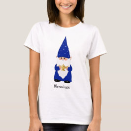 Wijze Gnoom Gekleed in het Blauw met Lamp T-shirt