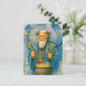 Wijze Keltische druïde met magische ketel Feestdagenkaart (Staand voorkant)