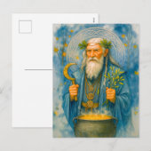 Wijze Keltische druïde met magische ketel Feestdagenkaart (Voorkant / Achterkant)