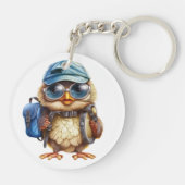 Wijze Kleine Reiziger - Uilkind met rugzak Sleutelhanger (Achterkant)