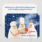 Wijze koks sneeuwman kalkoen culinaire kerst feestdagenkaart (Voorkant / Achterkant)