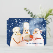 Wijze koks sneeuwman kalkoen culinaire kerst feestdagenkaart (Staand voorkant)