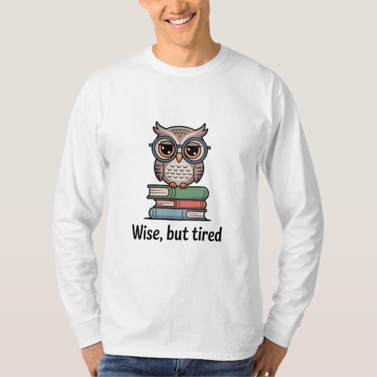 Wijze Maar Moeë Uil T-shirt (Voorkant)