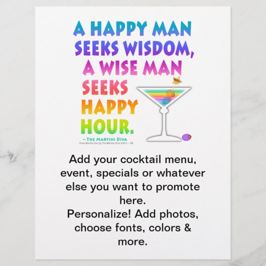 Wijze man zoekt Happy Hour bierfolder Flyer (Voorkant)