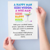 Wijze man zoekt Happy Hour bierfolder Flyer (Hand)