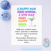 Wijze man zoekt Happy Hour bierfolder Flyer (Enkel)