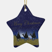 Wijze Mannen Bethlehem Christmas Star & Snow Ornam Keramisch Ornament (Links)