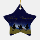 Wijze Mannen Bethlehem Christmas Star & Snow Ornam Keramisch Ornament (Achterkant)