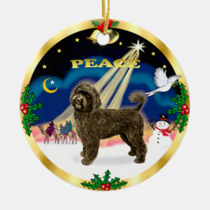 Wijze Mannen - Bruine Portugese Waterhond Keramisch Ornament