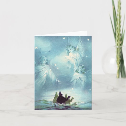 Wijze Mannen en Engelen Kerst Kaart (Voorkant)