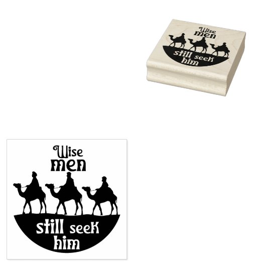 Wijze Mannen Kamelen Kerst Vierkant Hout Rubberstempel (Gestempeld)