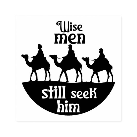 Wijze Mannen Kamelen Kerst Vierkant Hout Rubberstempel (Afrduk)