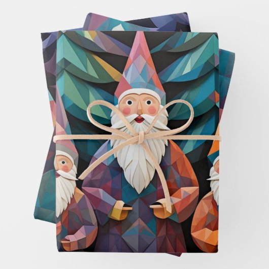 Wijze Mannen Kerst Kleurrijke Graphic Elegant 3-pc Inpakpapier Vel (In situ)