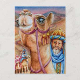 Wijze Mannen op camels Zie Star Waterverf Art Briefkaart