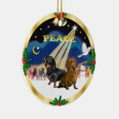 Wijze Mannen - Twee Dachshonden Keramisch Ornament (Rechts)