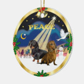 Wijze Mannen - Twee Dachshonden Keramisch Ornament (Links)