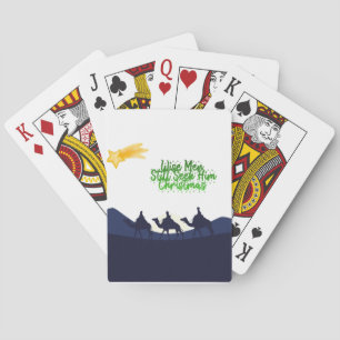 Wijze Mannen Zoeken Hem Nog Met Kerstmis Pokerkaarten