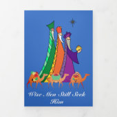 Wijze Mannen zoeken hem nog steeds kerstmis Drieluik Wenskaart (Cover)