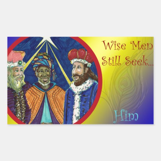 Wijze Mannen zoeken hem nog steeds! Rechthoekige Sticker (Voorkant)
