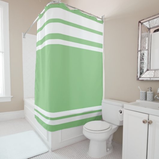 Wijze: Moderne Lijnen en Cirkel in wit Douchegordijn (In situ)