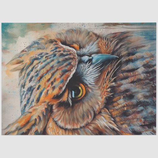 Wijze oude uil decoupage papier (Voorkant)