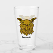 Wijze Oude Uil Goud Zwart Vogelvepersoonlijking Glas (Achterkant)