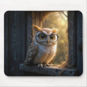 Wijze oude uil in schuur raam muismat (Voorkant)