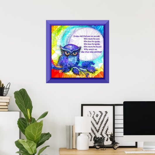 Wijze Oude Uil Omrand Poster (Thuiskantoor)