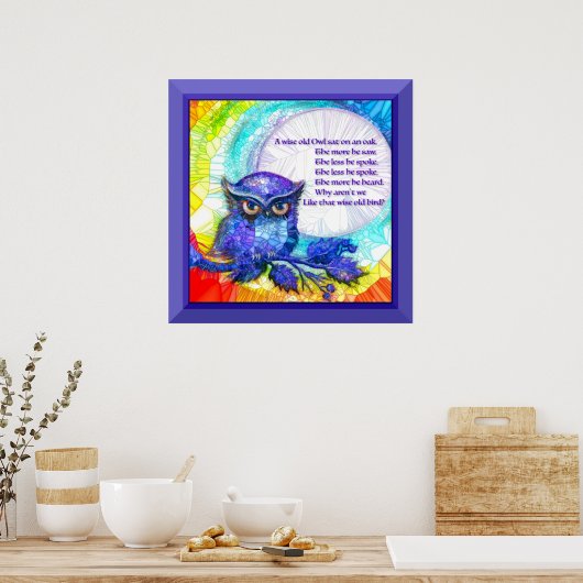 Wijze Oude Uil Omrand Poster (Keuken)