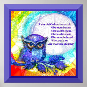 Wijze Oude Uil Omrand Poster