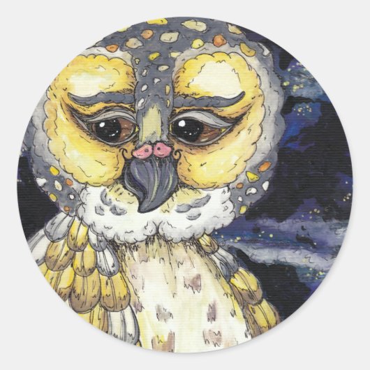 Wijze oude Uil Stickers (Voorkant)