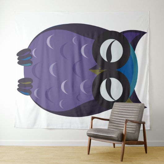 Wijze Oude Uil Tapijt Wandkleed (In Situ (horizontaal))