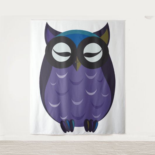 Wijze Oude Uil Tapijt Wandkleed (Voorkant)