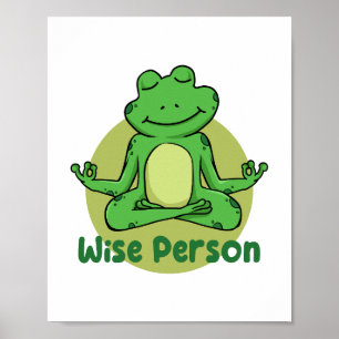 Wijze persoon Kawaii grappige kikker die yoga doet Poster
