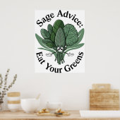 Wijze raad: eet je groenten op! poster (Keuken)