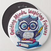 Wijze Uil, Begeleidende Geesten, Inspirerende Toek Ronde Button 6,0 Cm (Voorkant /achterkant)