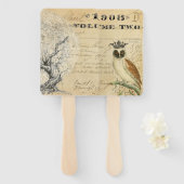 Wijze Uil Bruiloft Fan Handwaaier (Voorkant en achterkant)