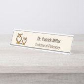 Wijze Uil Filosofie Professor Bureau Naambordje (Voorkant)