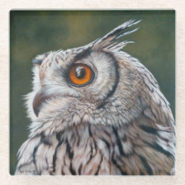 Wijze Uil  Glazen Onderzetter