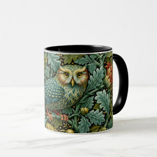 Wijze Uil & Klimop William Morris stijl Schilderku Mok