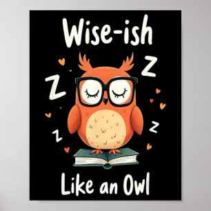 Wijze Uil Met Bril Grappige Nerdy Terug Naar Schoo Poster
