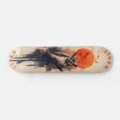 Wijze uil onder vurige maan, retro wildernis persoonlijk skateboard (Horizontaal)