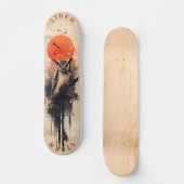 Wijze uil onder vurige maan, retro wildernis persoonlijk skateboard (Voorkant)