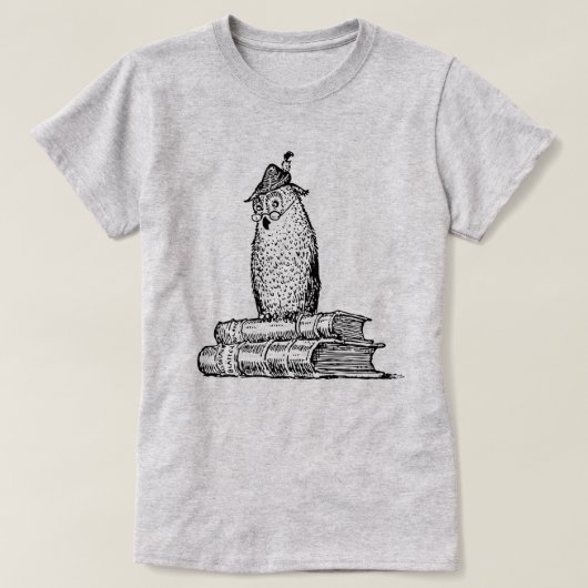 Wijze Uil op Boeken Docent Grappig T-shirt (Design voorkant)