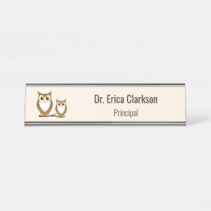 Wijze Uil Principal Bureau Naambordje