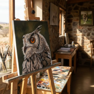 Wijze Uil Schilderij Groot Canvas Afdruk